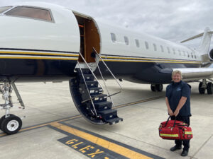 Private jet with AMES Flight Nurse